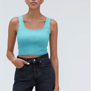 Everlane Cotton Merino Cropped Cami in Deep Turquoise